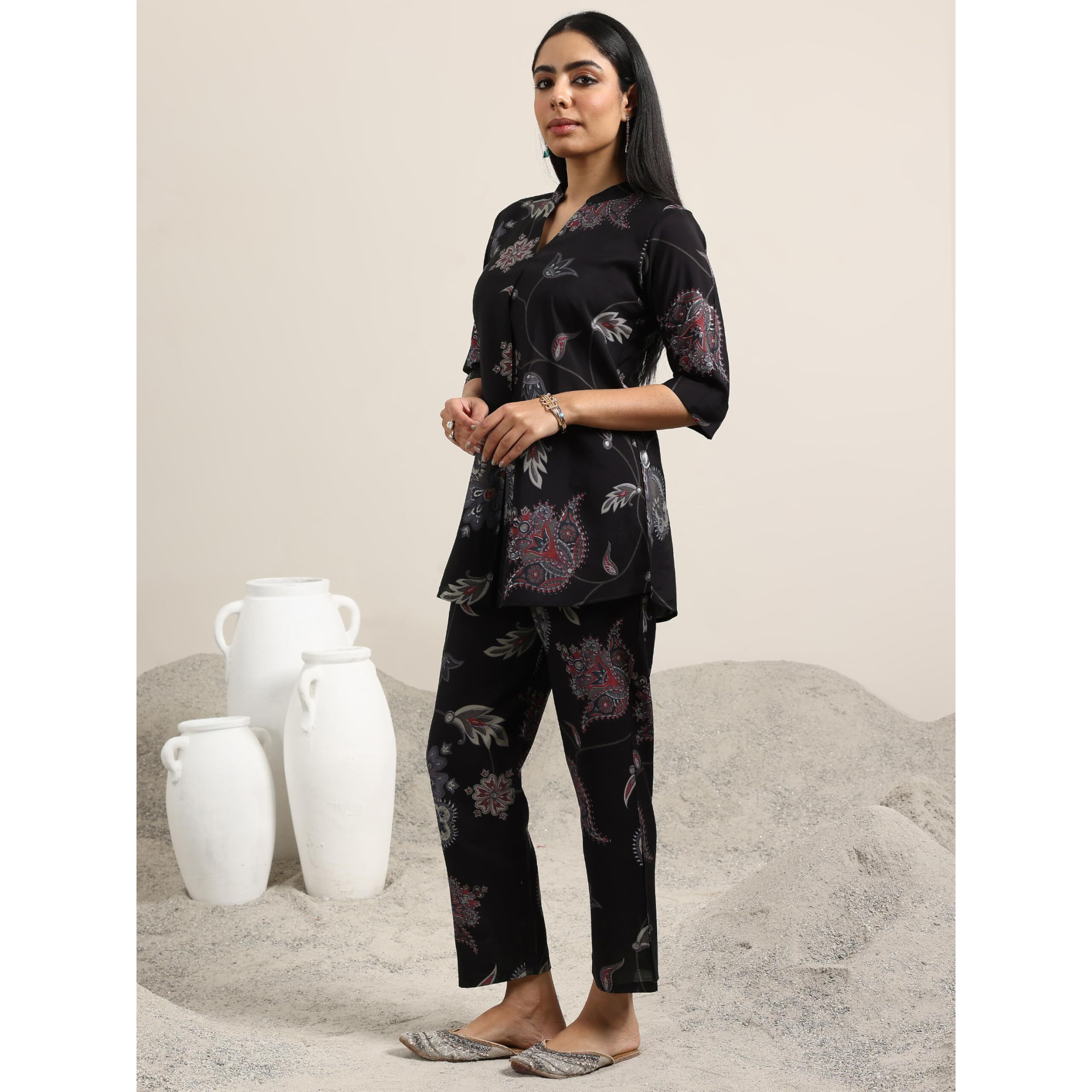 Libas Womens Printed Silk Blend Co-Ord Set For Women