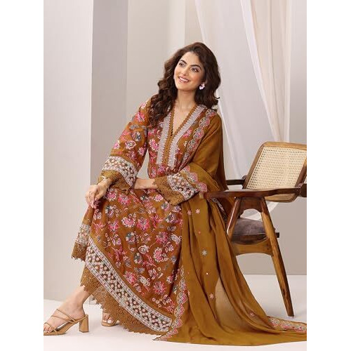 Libas Women's Cotton Kurta Sets (99090O_Mustard_M)