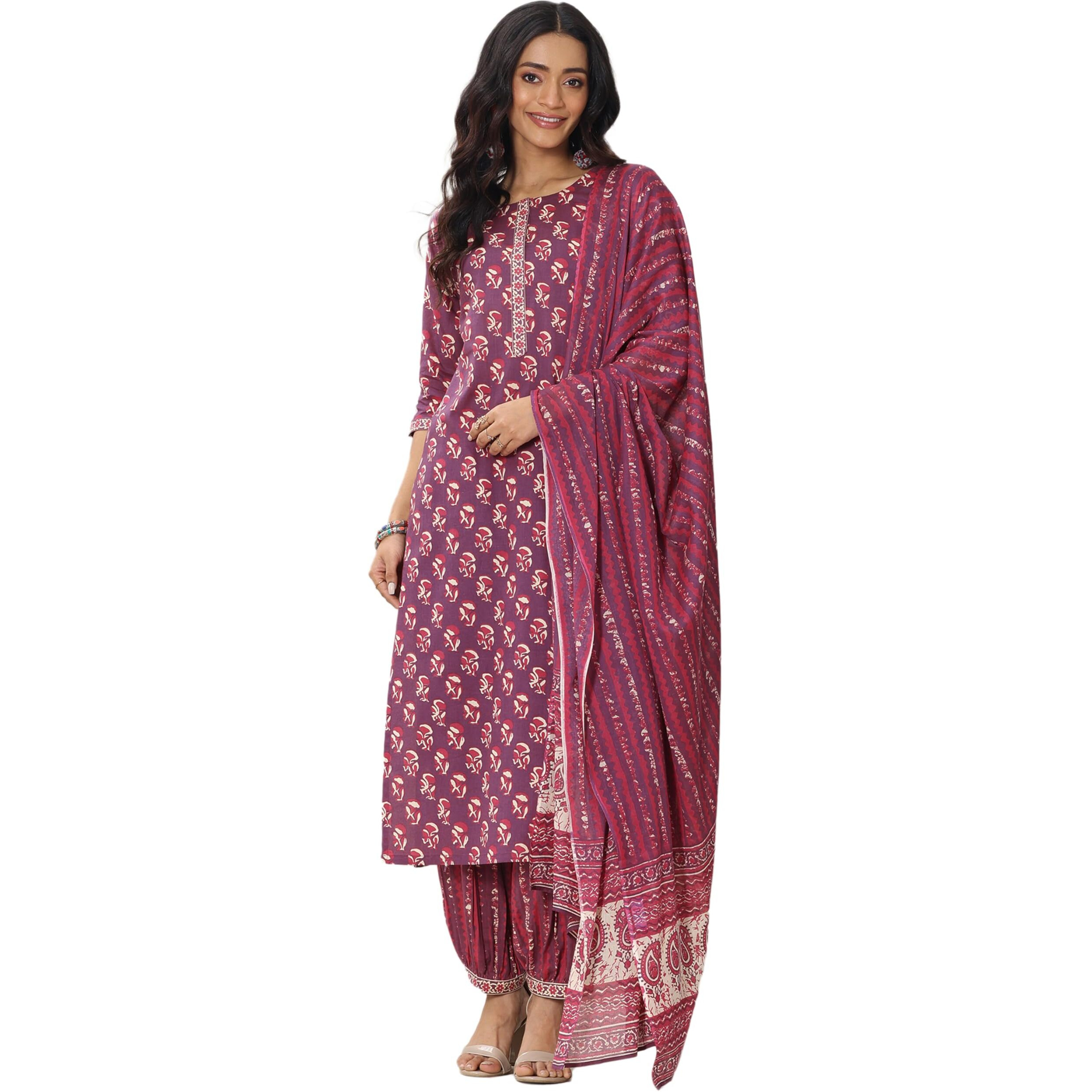 Libas Women's Cotton Kurta Sets (400045O_Mauve_M)