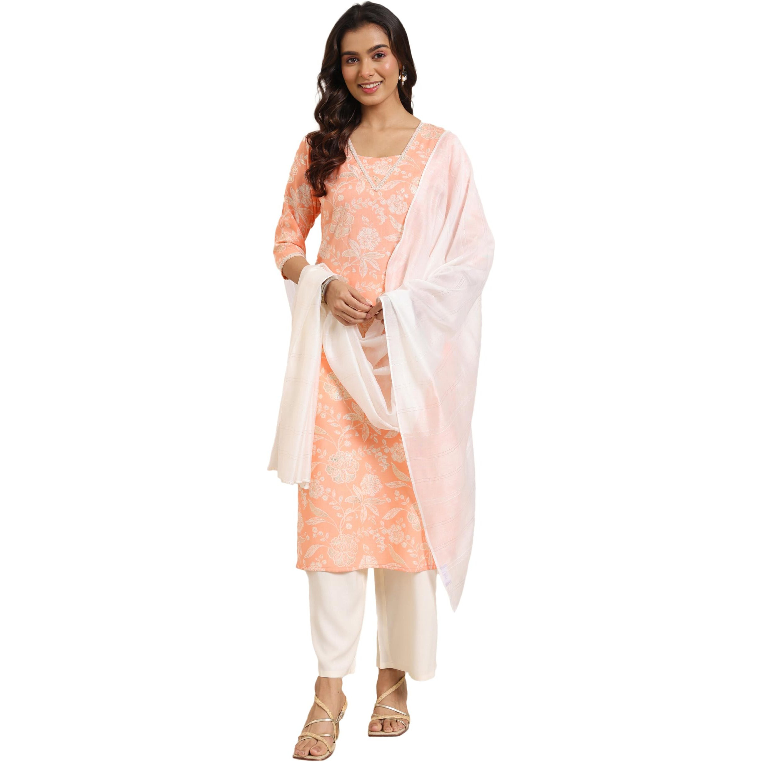 Libas Women's Cotton Blend Kurta Sets (400064O_Orange_Xxl)