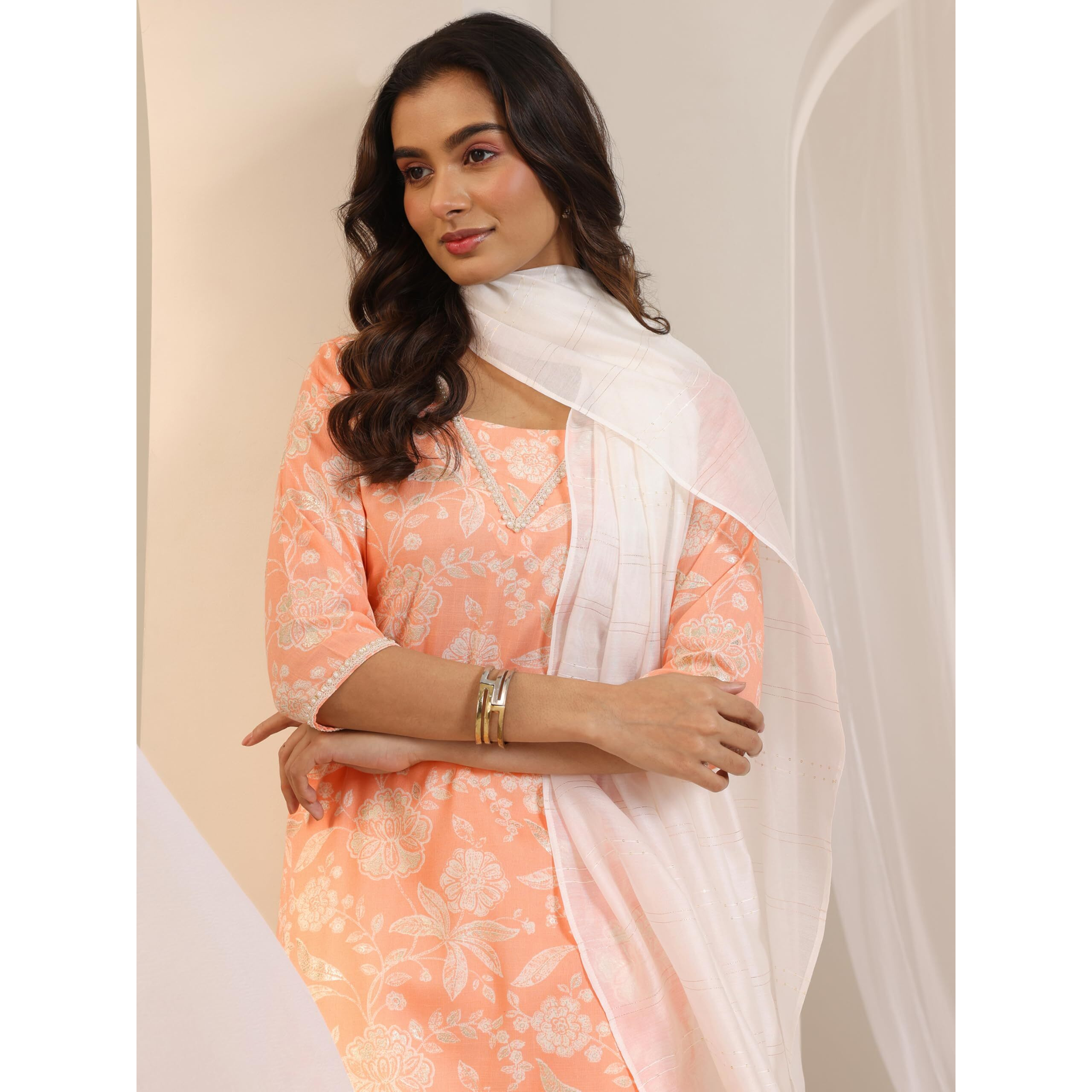 Libas Women's Cotton Blend Kurta Sets (400064O_Orange_Xxl)