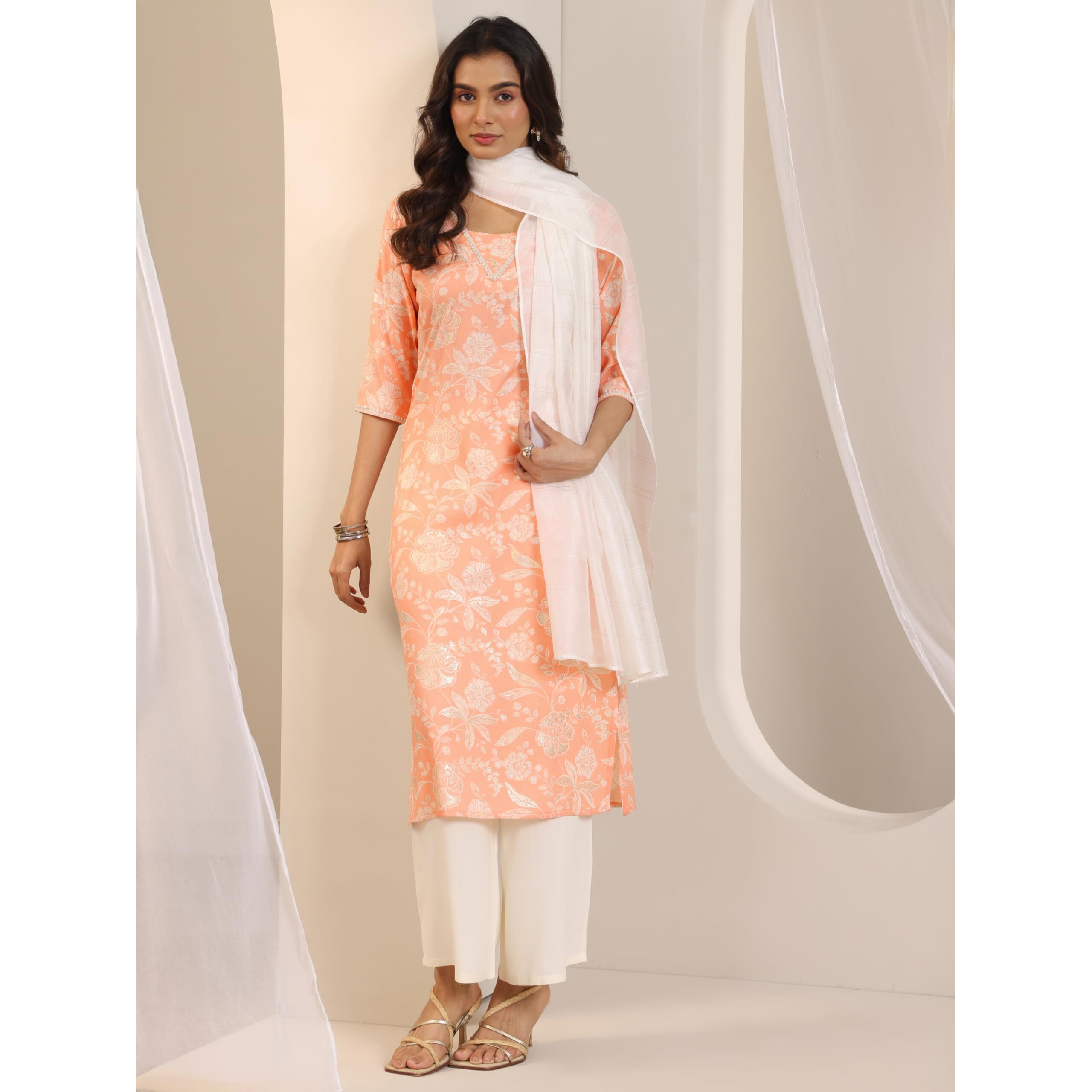 Libas Women's Cotton Blend Kurta Sets (400064O_Orange_Xxl)