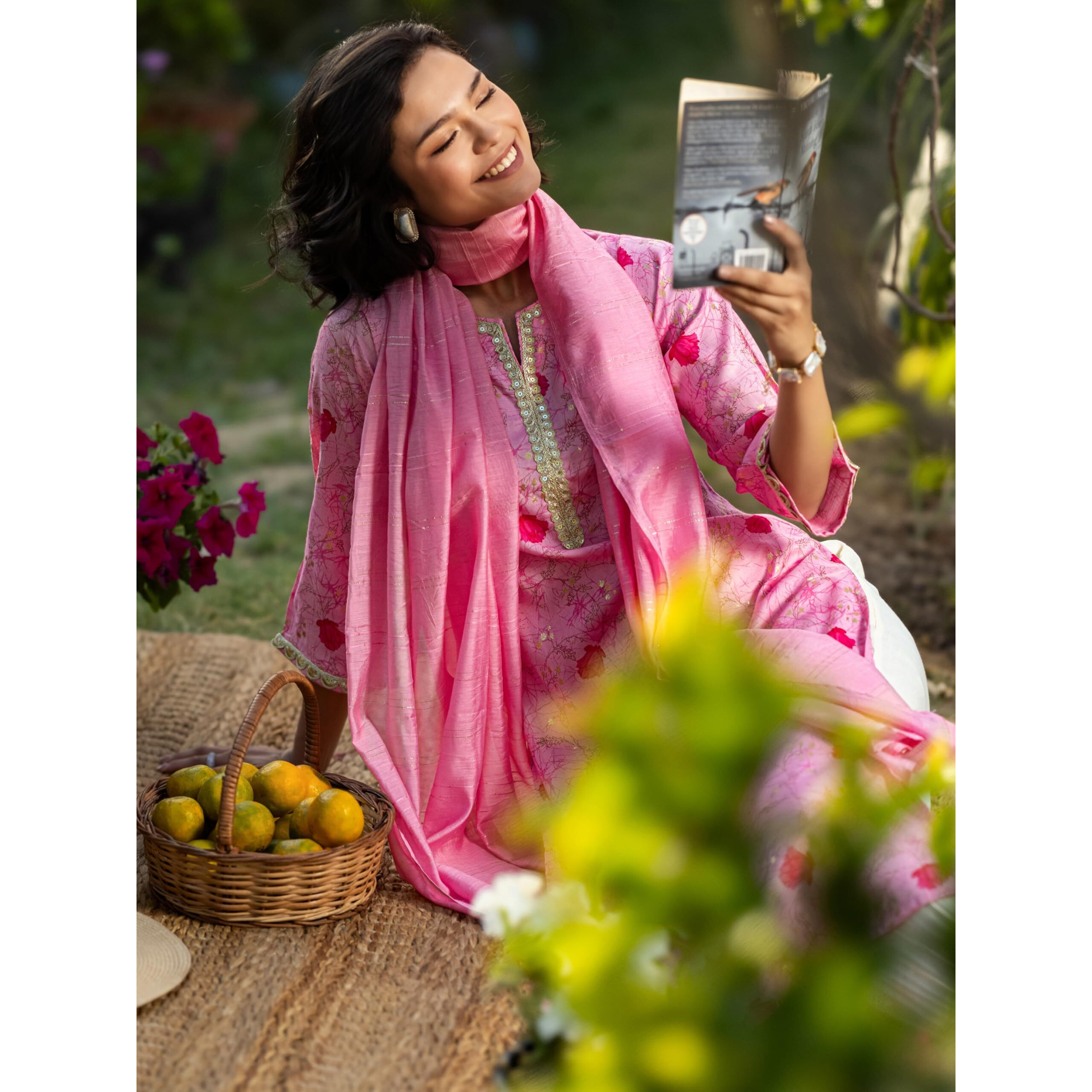 Libas Women's Cotton Blend Kurta Sets (400067O_Pink_M)
