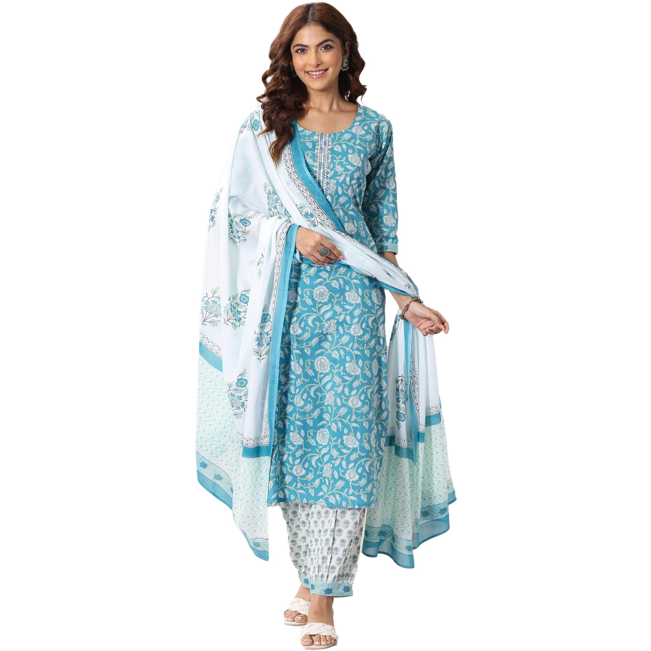 Libas Women's Cotton Kurta Sets (400076O_Blue_S)