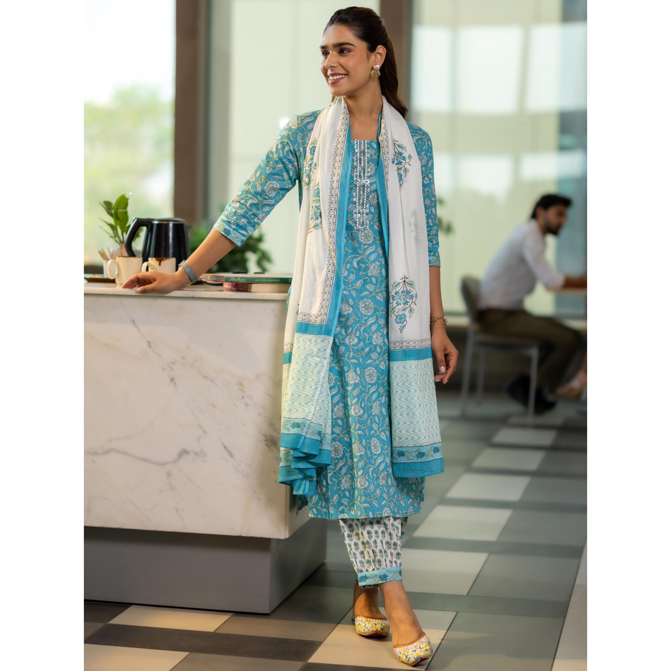 Libas Women's Cotton Kurta Sets (400076O_Blue_S)