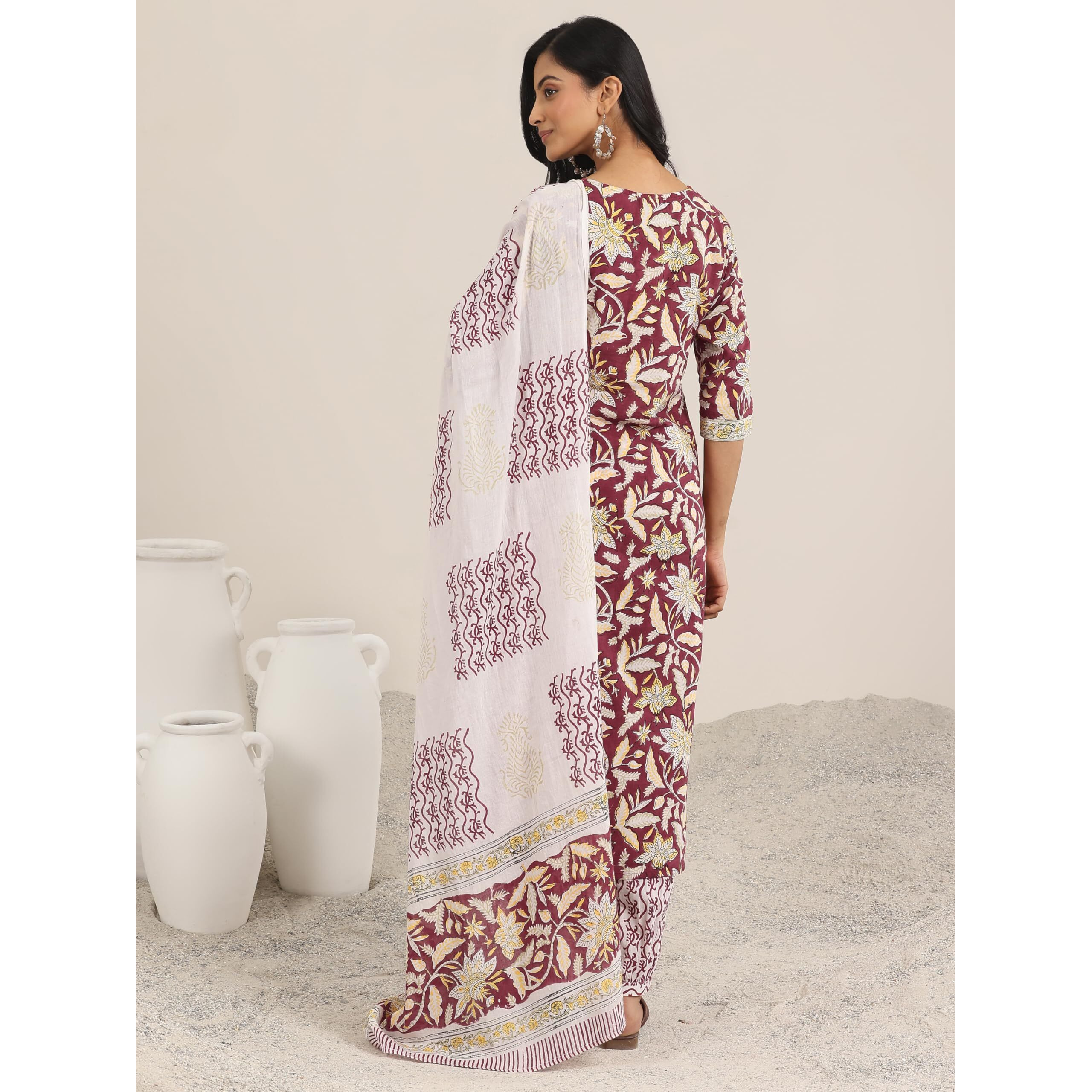 Libas Women's Cotton Kurta Set (400082O_Red_M)