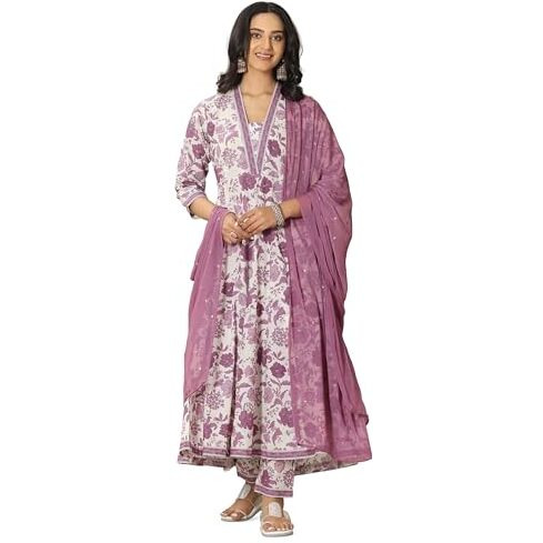 Libas Women's Cotton Kurta Sets (400098O_Mauve_S)