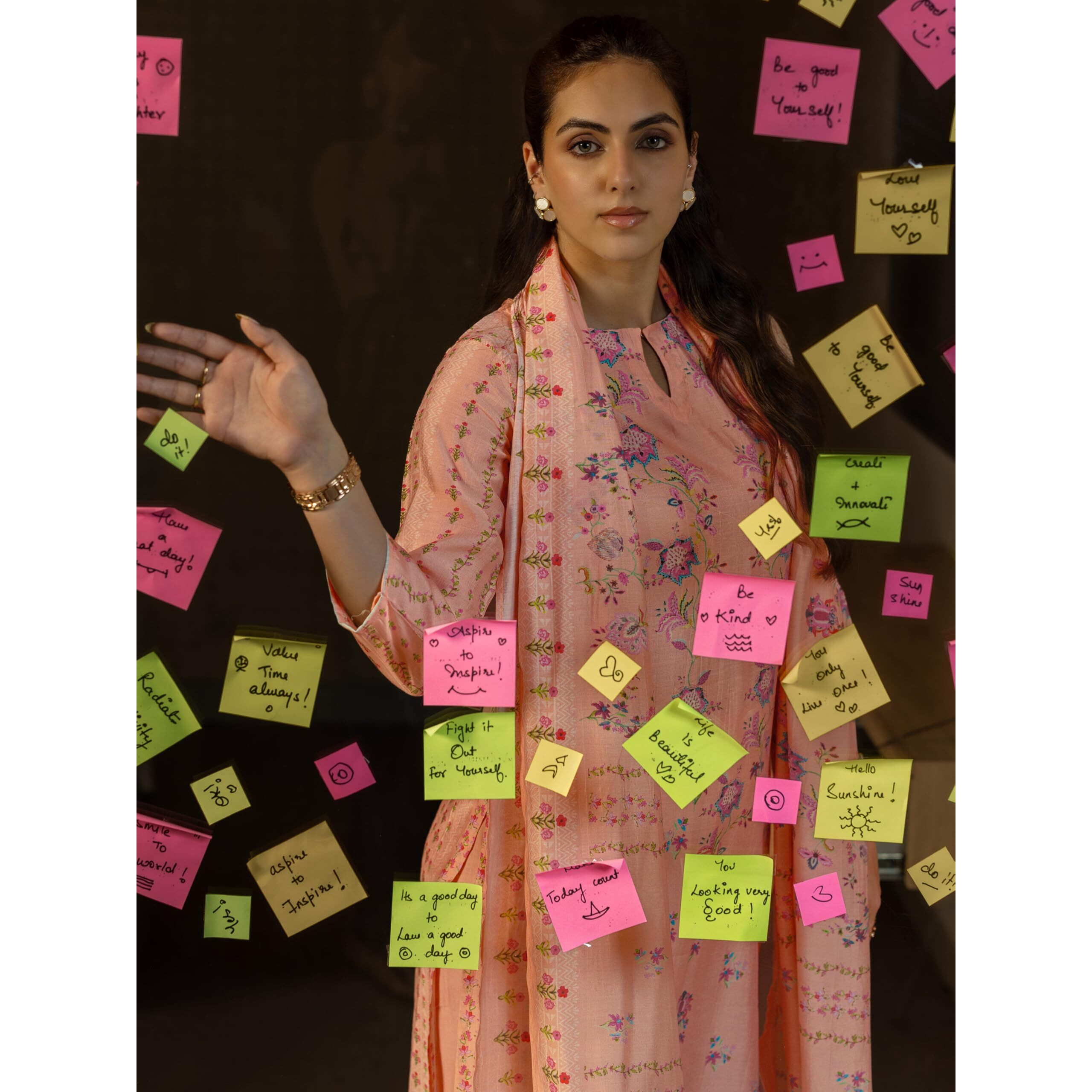 Libas Womens Printed Silk Blend Straight Kurta With Salwar And Dupatta