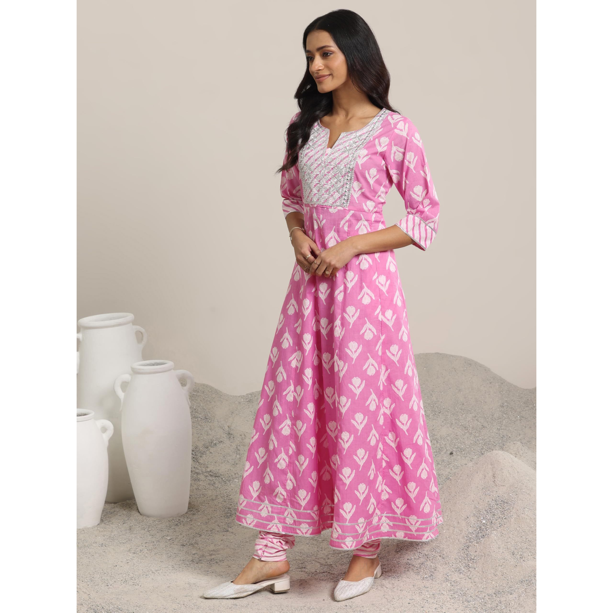 Libas Women's Pure Cotton Kurta Set (400163O_Pink_Xl)