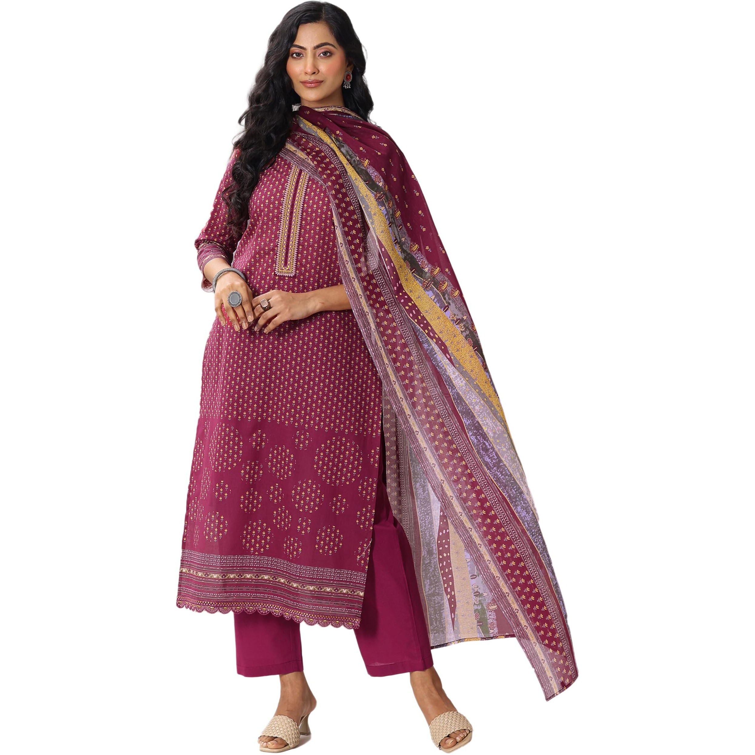Libas Women's Cotton Kurta Sets (99119O_Maroon_S)