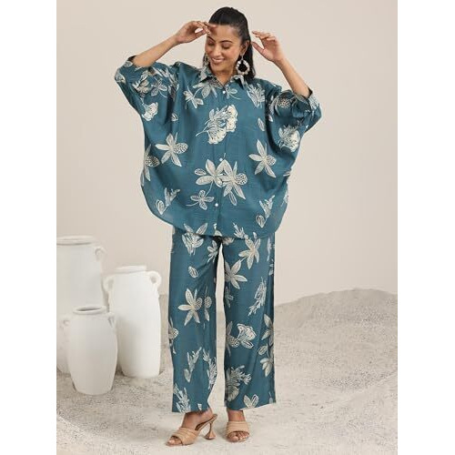 Libas Womens Printed Silk Blend Co-Ord Set For Women