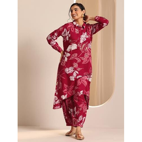 Libas Women's Viscose Rayon Kurta Sets (99218_Pink_L)