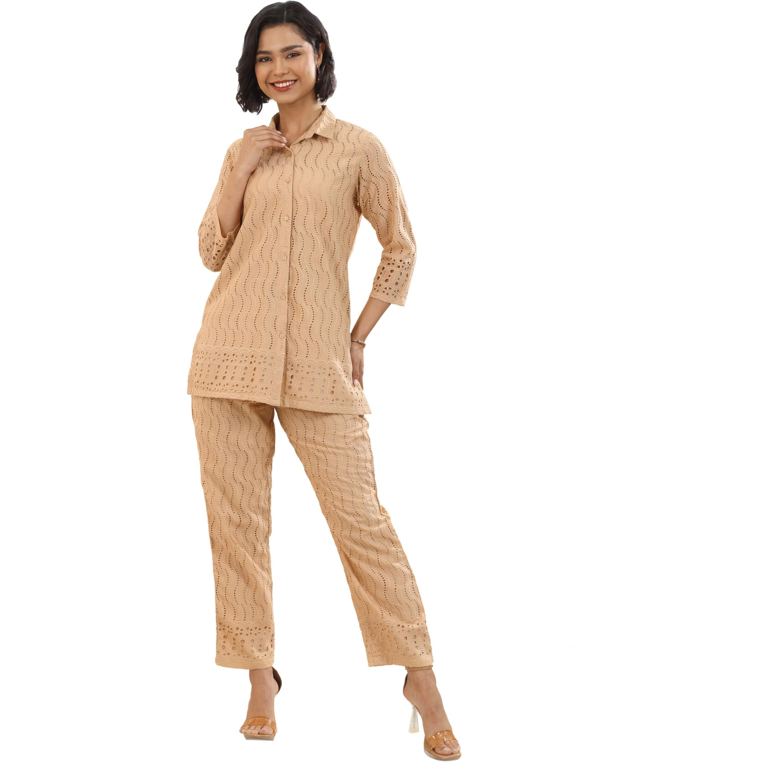 Libas Women's Pure Cotton Co-Ords (99241_Beige_S)