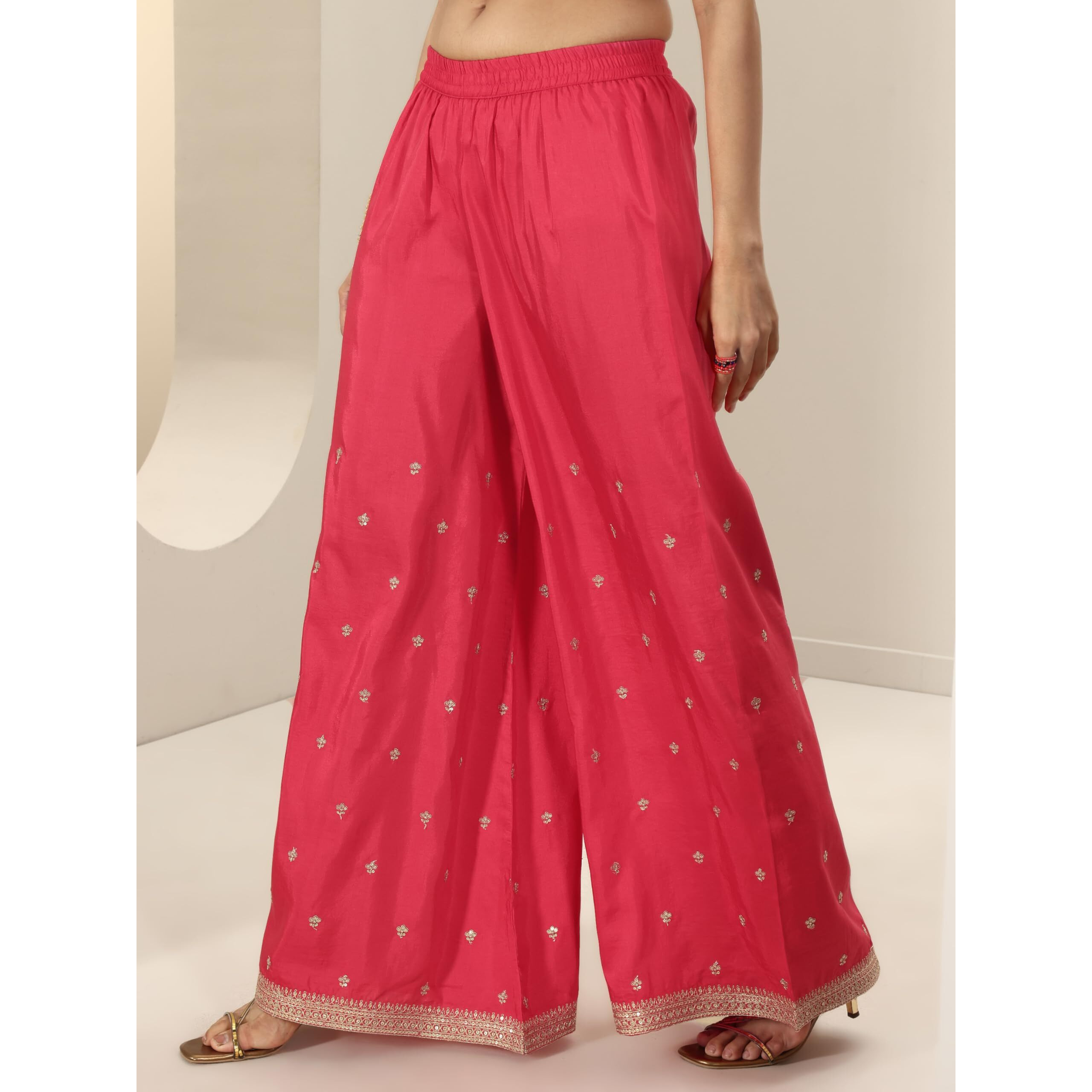 Libas Women's Silk Blend Kurta Sets (99264_Red_M)