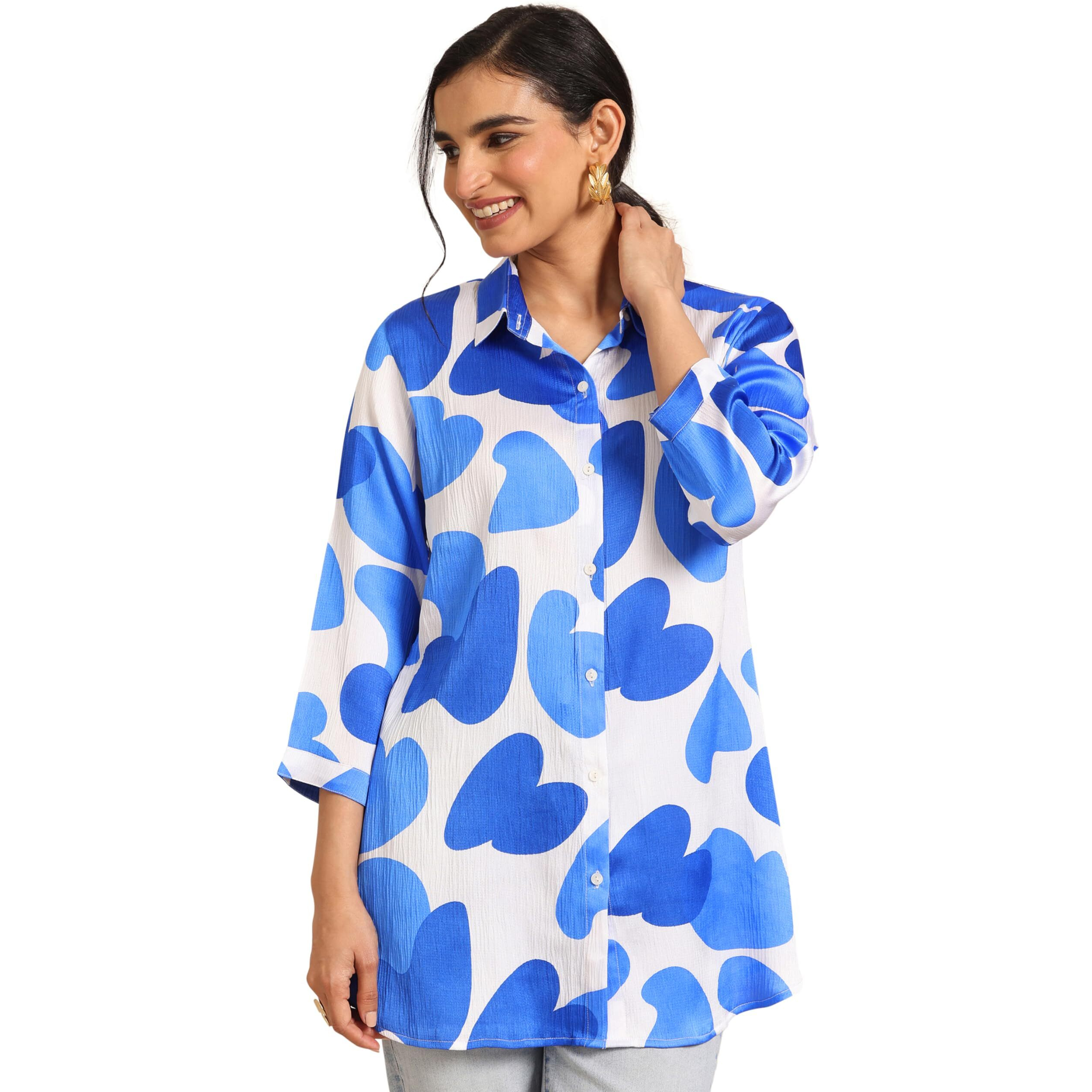 Libas Women's Silk Blend Printed Regular Tunics (98166 White