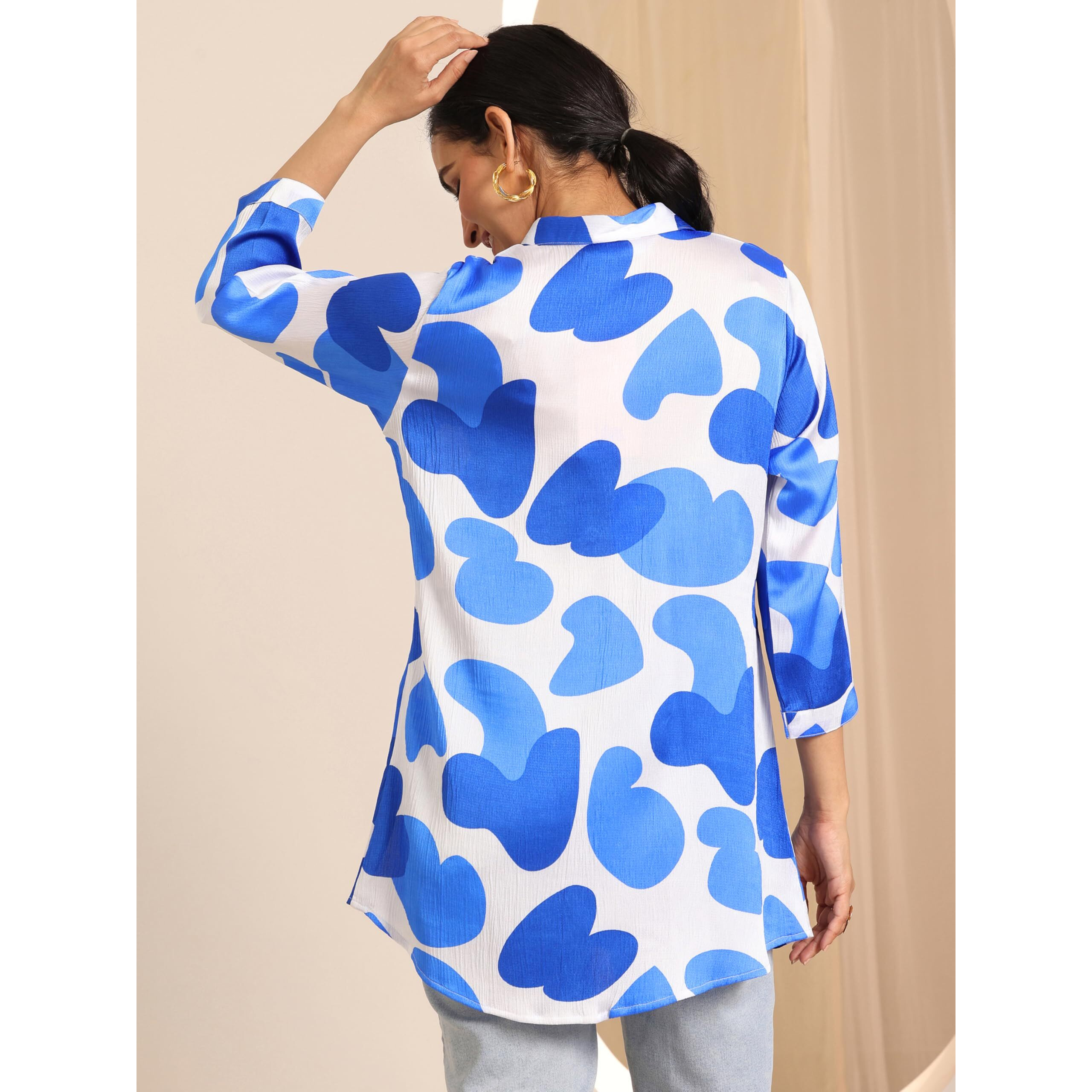 Libas Women's Silk Blend Printed Regular Tunics (98166 White