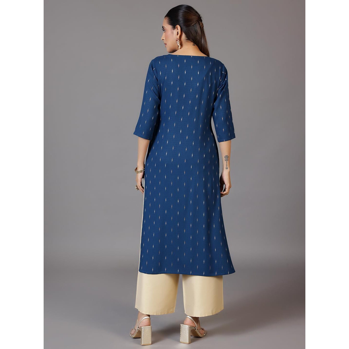 Libas Women's Viscose Rayon Yoke Design Straight Kurta (26972R Blue