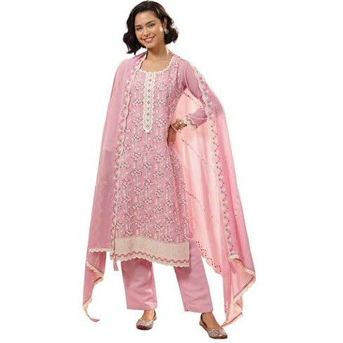 Libas Women's Georgette Kurta Sets (99399_Pink_Xl)