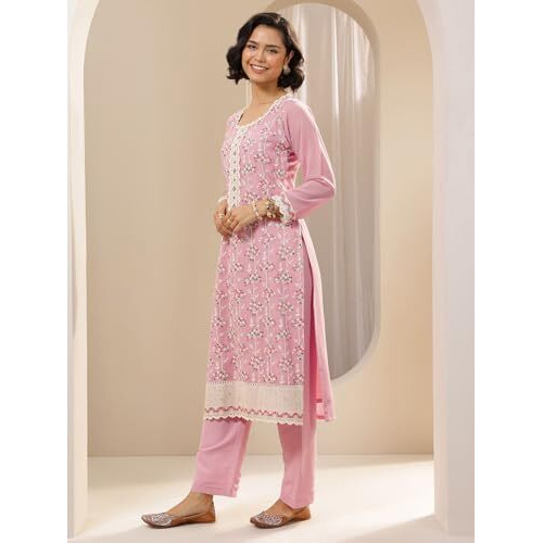 Libas Women's Georgette Kurta Sets (99399_Pink_Xl)