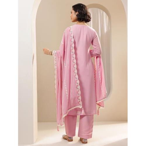 Libas Women's Georgette Kurta Sets (99399_Pink_Xl)
