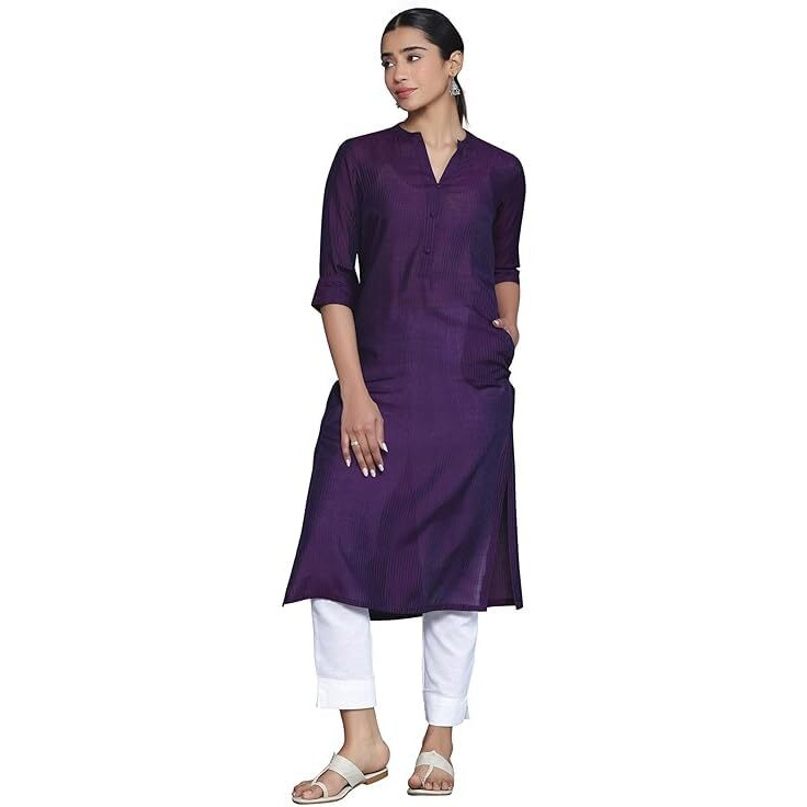 Libas Women's Silk Woven Design Straight Kurta (268790R Purple