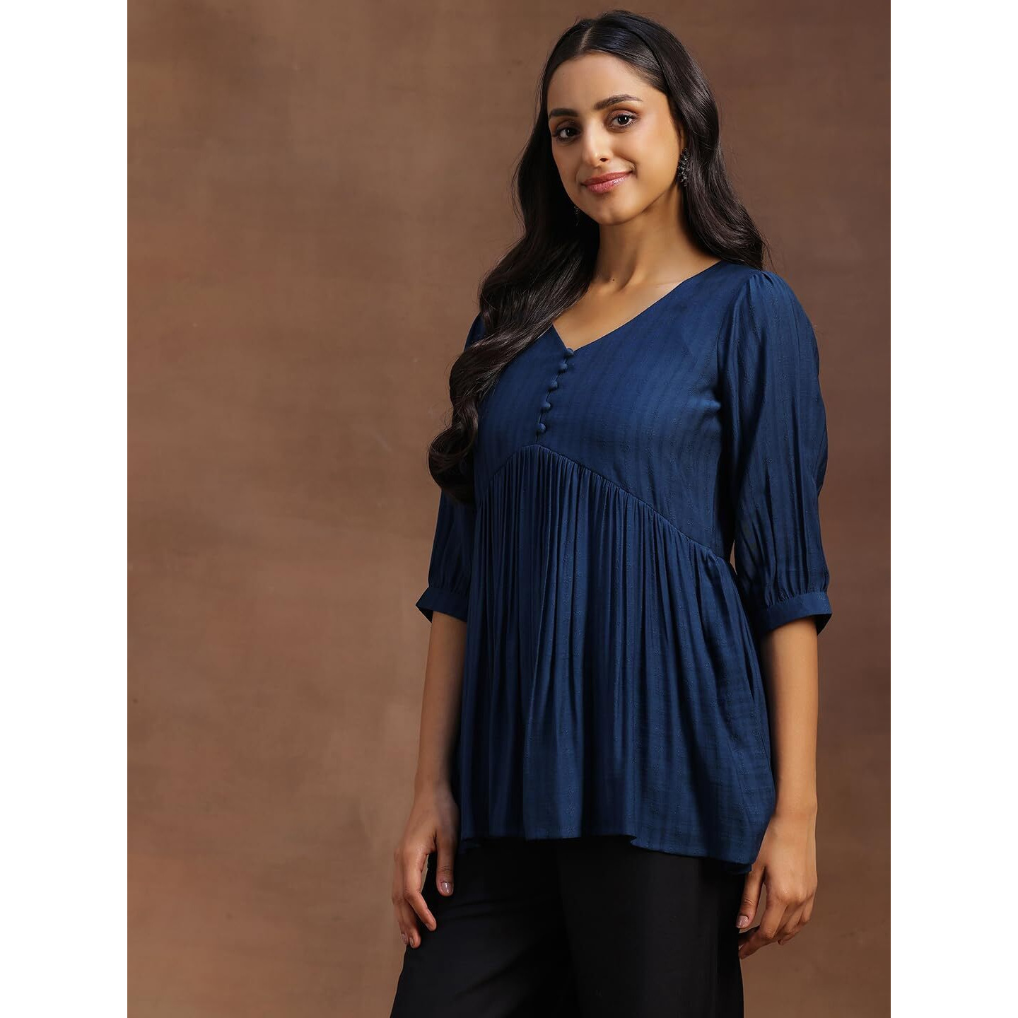 Libas Women's Floral A-Line Kurti (291400R Blue