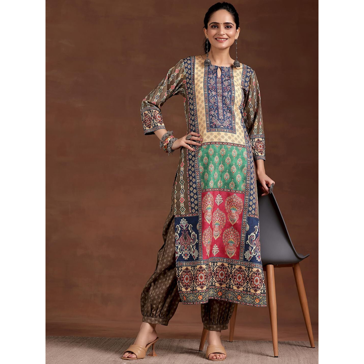 Libas Women's Crepe Ethnic Motifs Straight Kurta (29240O0R