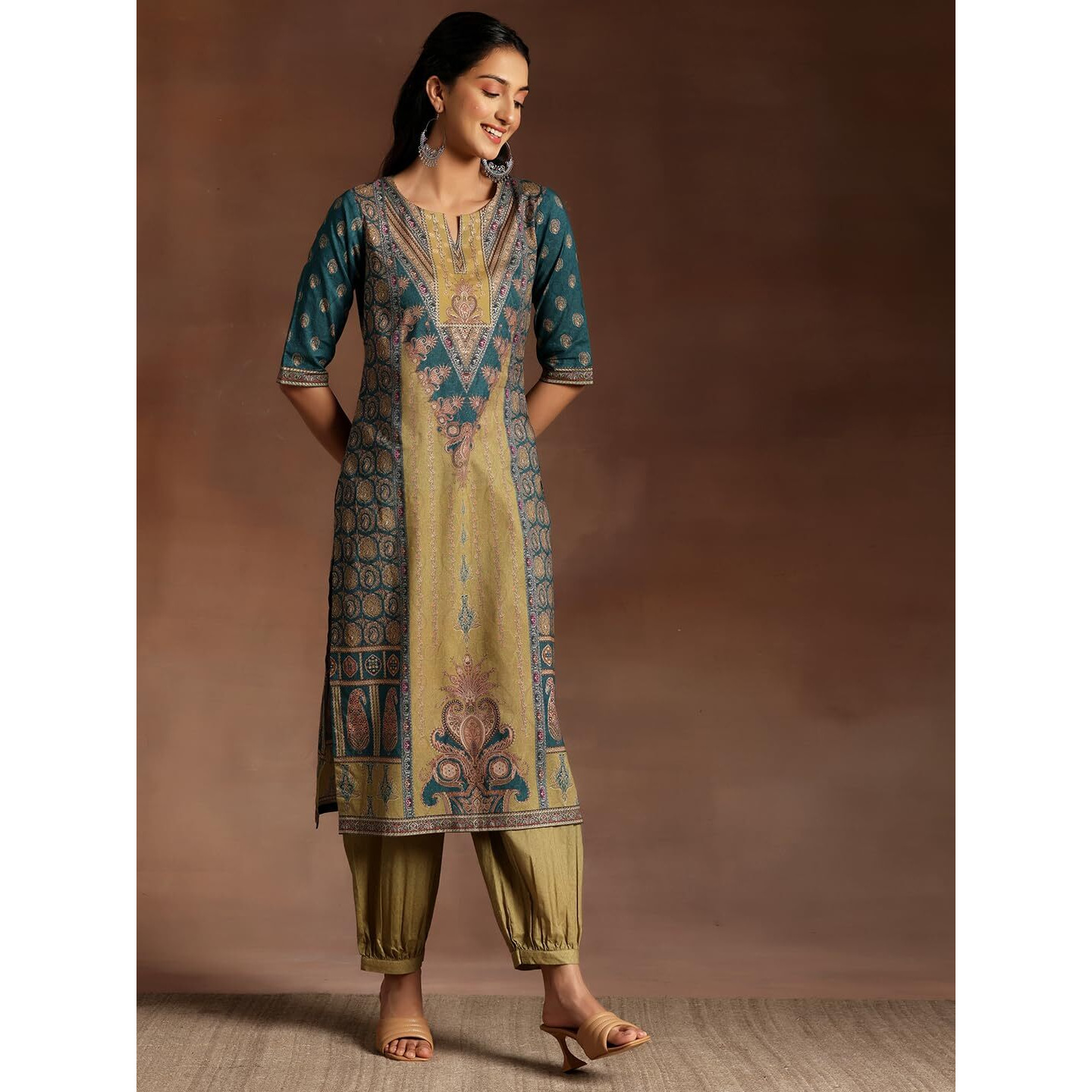 Libas Women Pure Cotton Kurta Set (359170R, Multi, 2Xl)