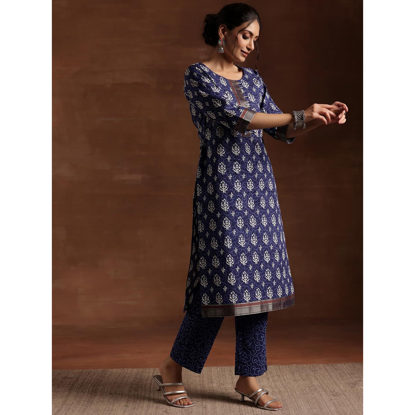 Libas Women Pure Cotton Kurta Set (366350R, Blue, Small)