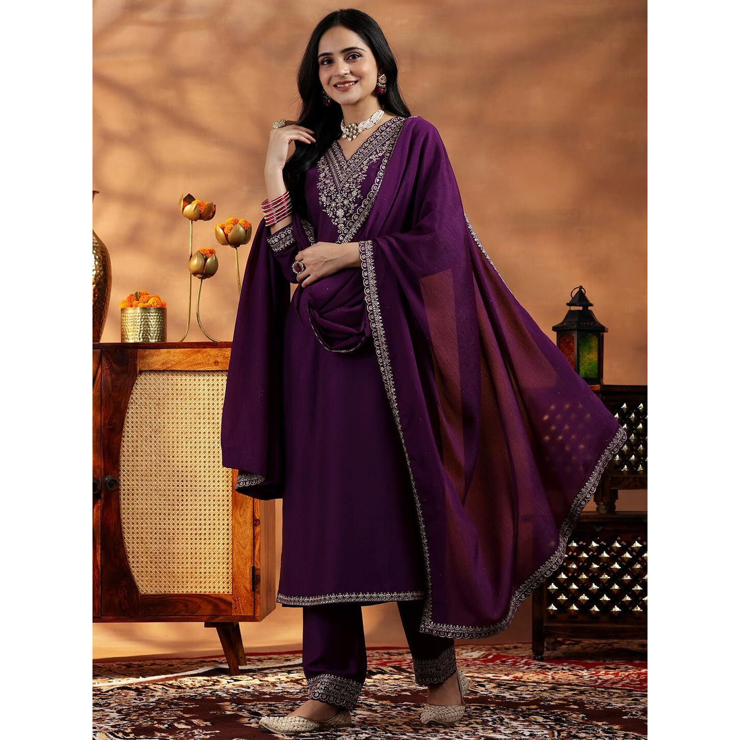 Libas Women's Silk Blend Kurta Set (485770R