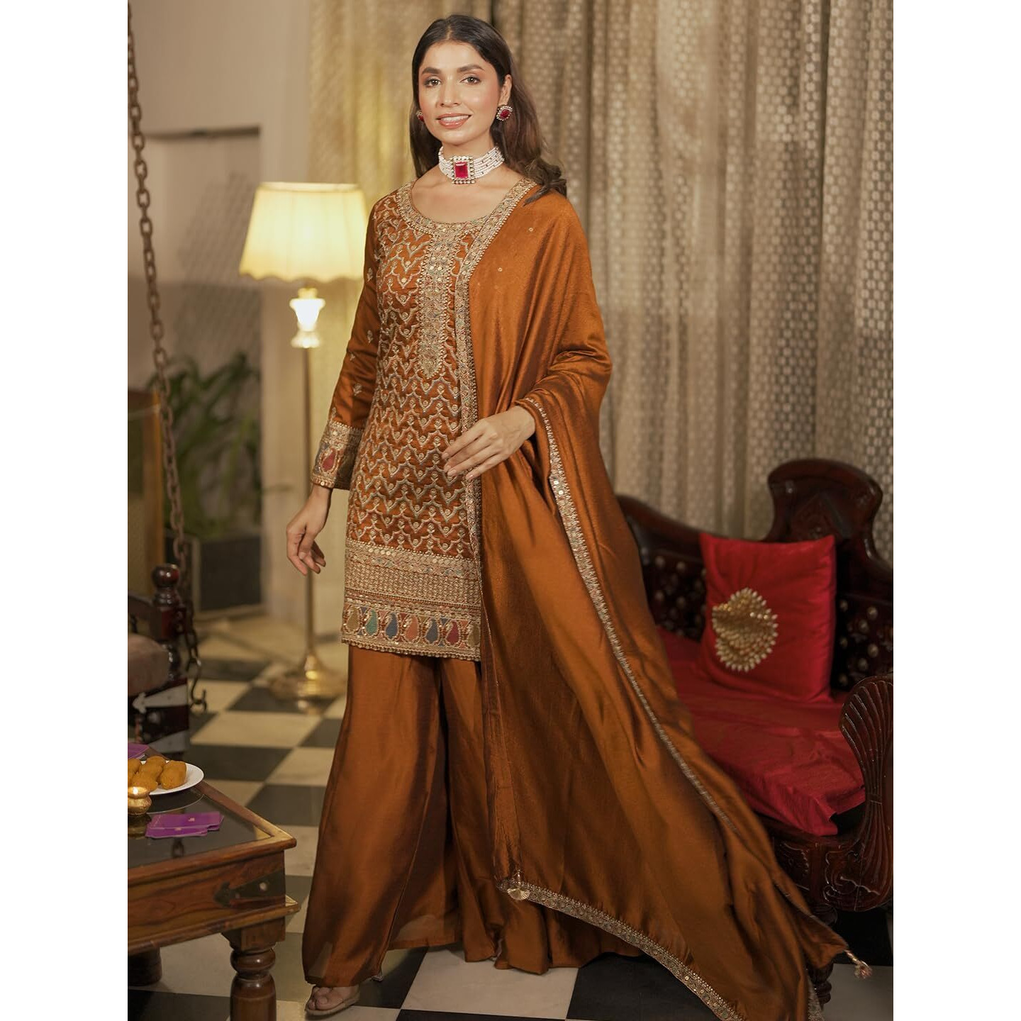 Libas Women's Silk Blend Kurta Set (486060R
