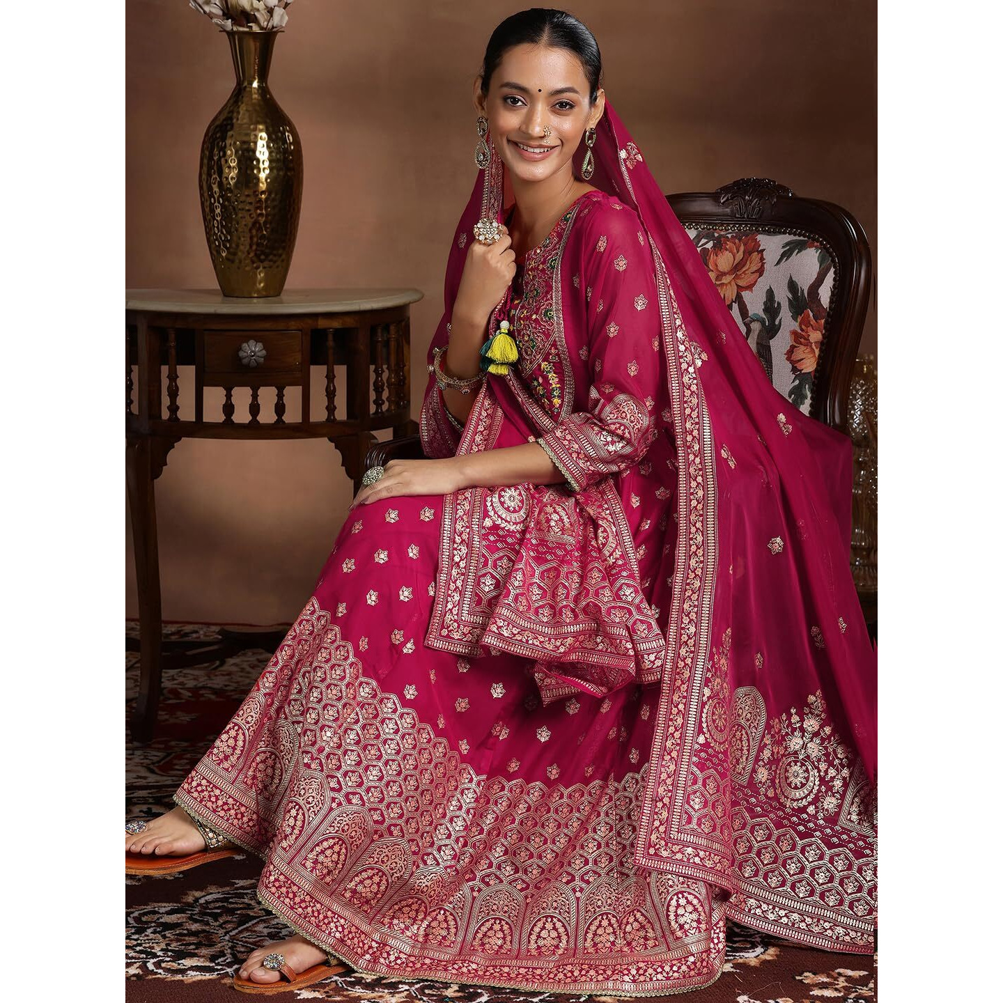 Libas Women's Organza Kurta Sets (488820R_Pink_Xs)
