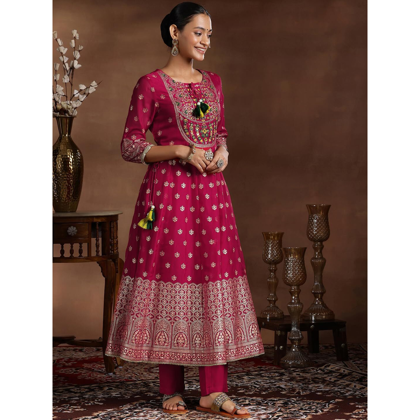 Libas Women's Organza Kurta Sets (488820R_Pink_Xs)