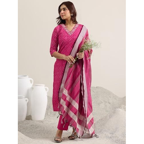 Libas Women's Cotton Blend Kurta Set (400386_Pink