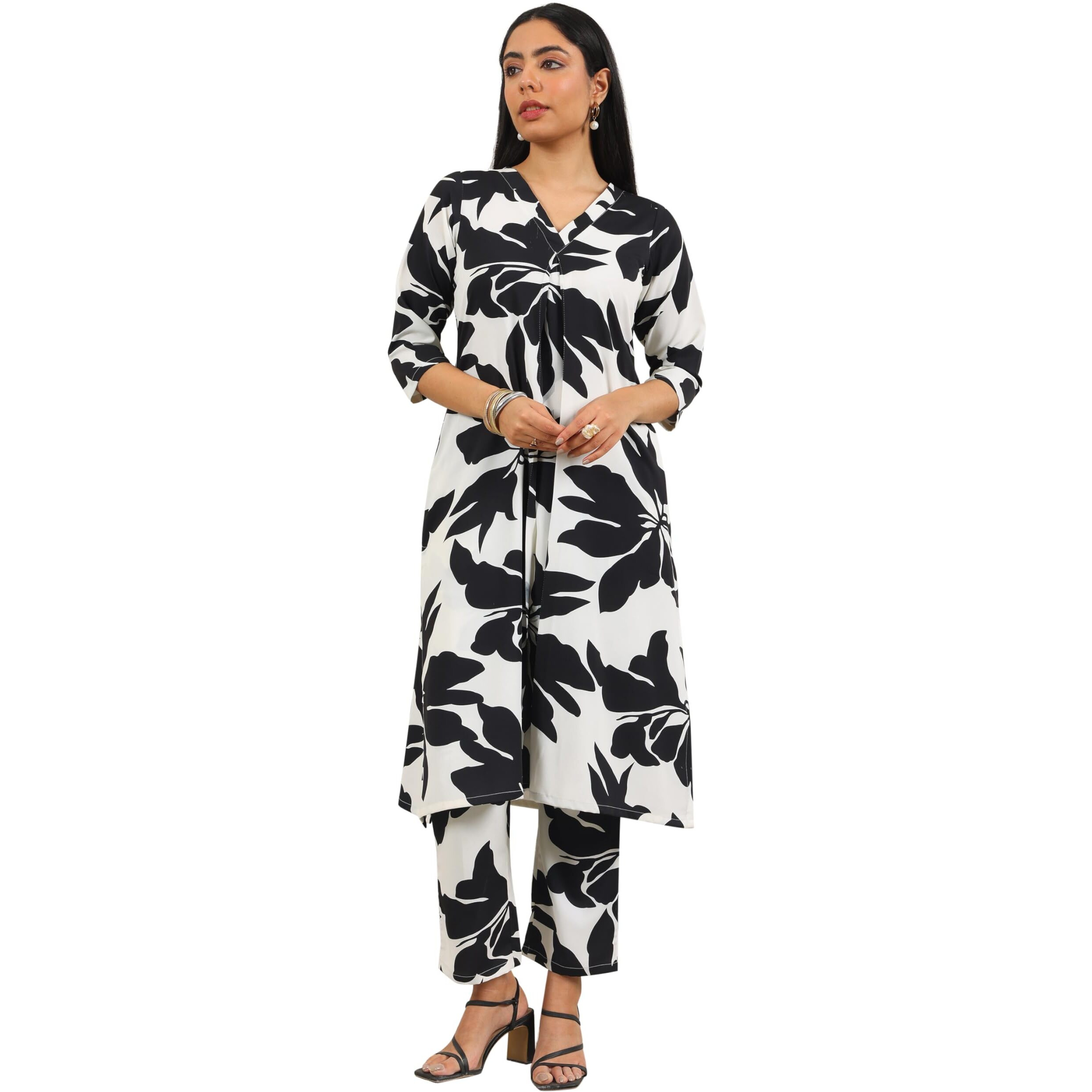 Libas Women's Crepe Printed Co-Ords (400404_White_Xl)
