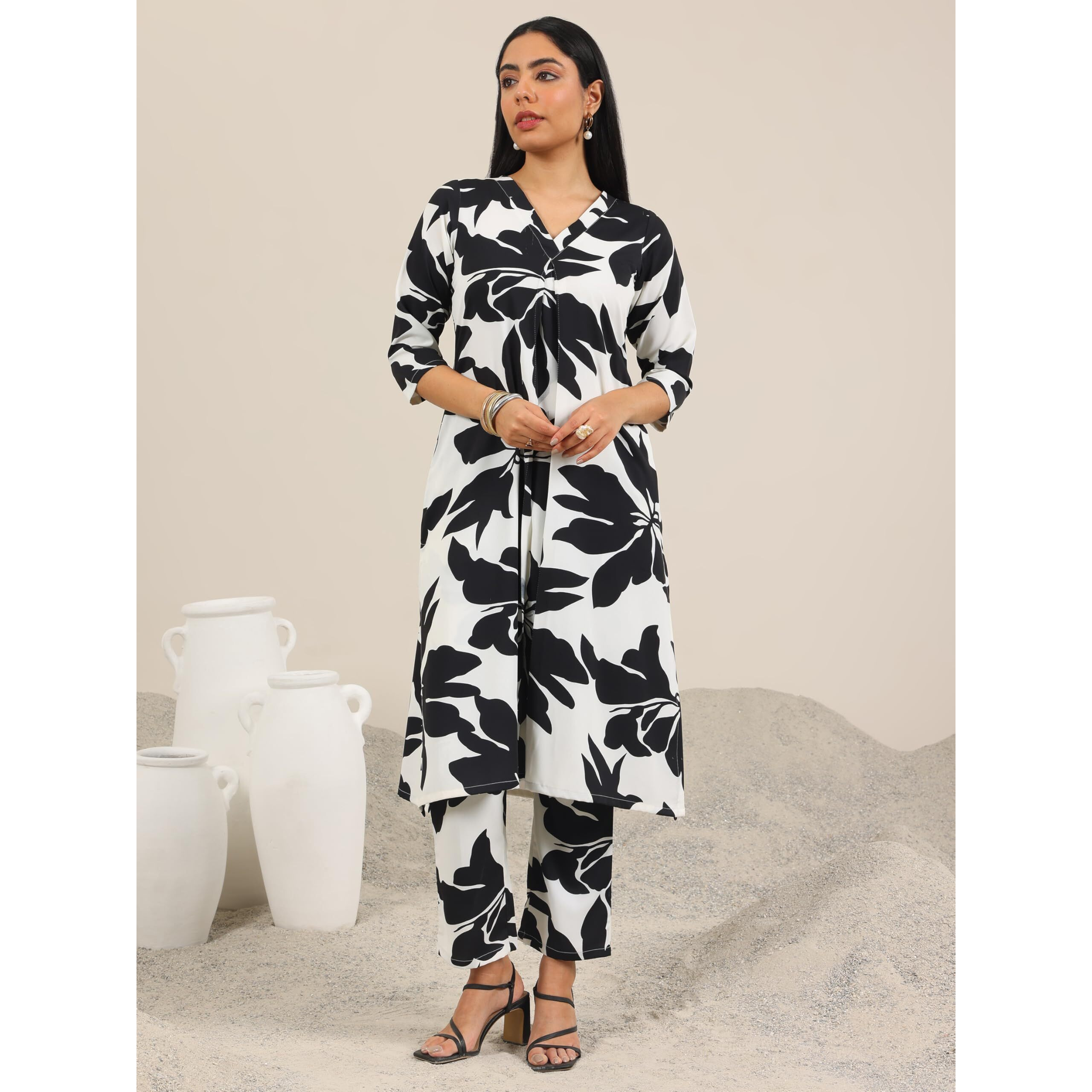 Libas Women's Crepe Printed Co-Ords (400404_White_Xl)