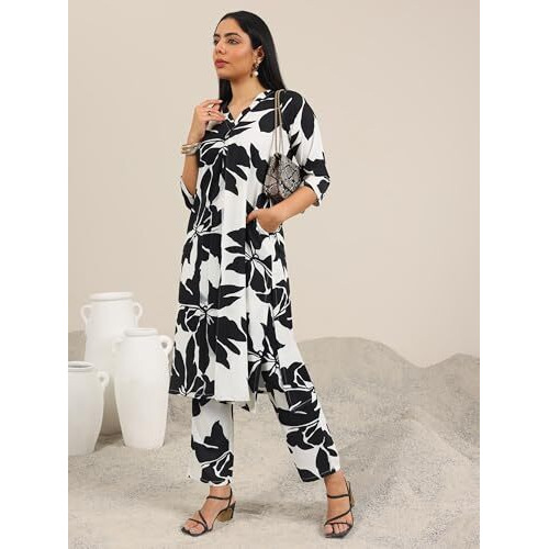 Libas Women's Crepe Printed Co-Ords (400404_White_Xxl)