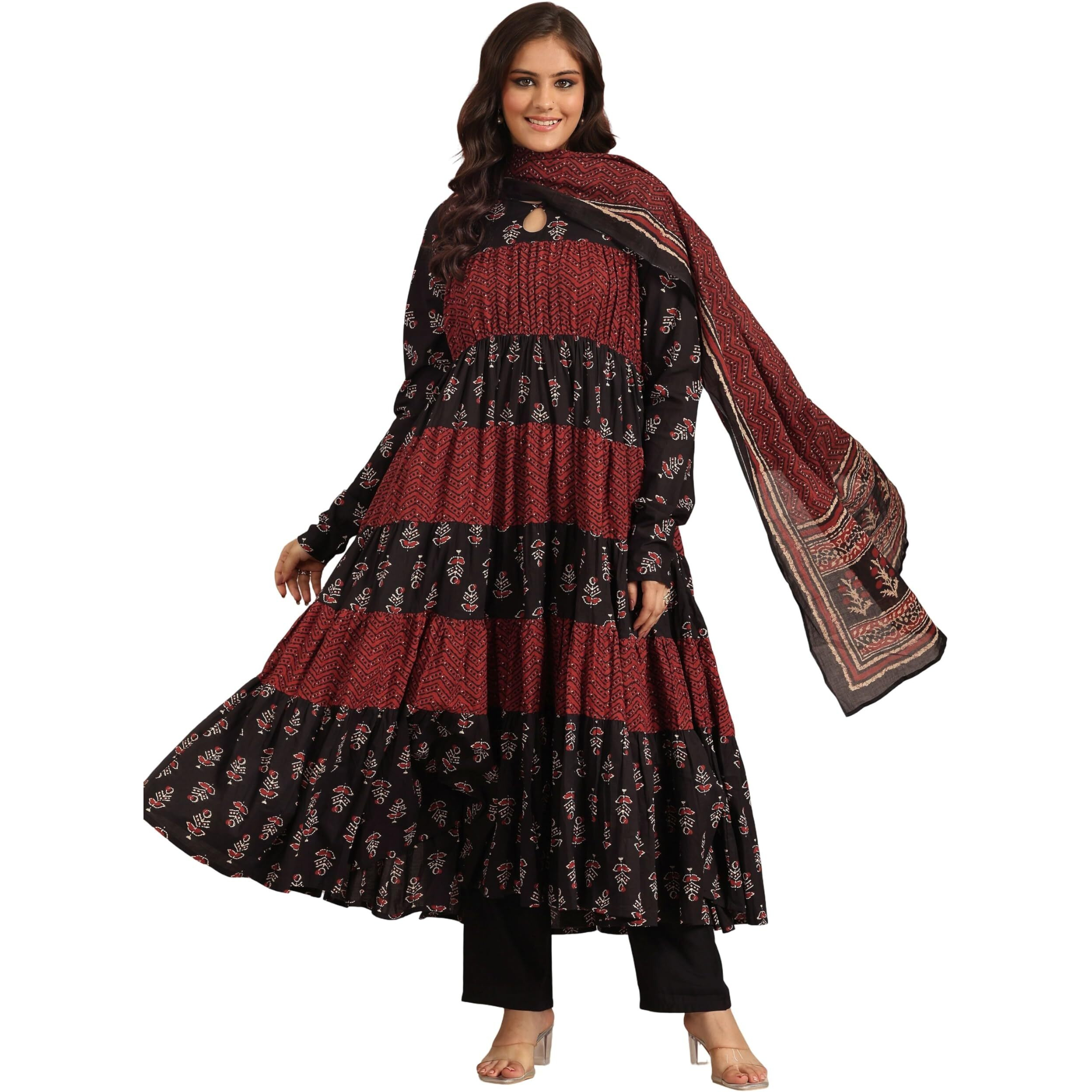 Libas Women's Cotton Kurta Set (400507_Black_S)