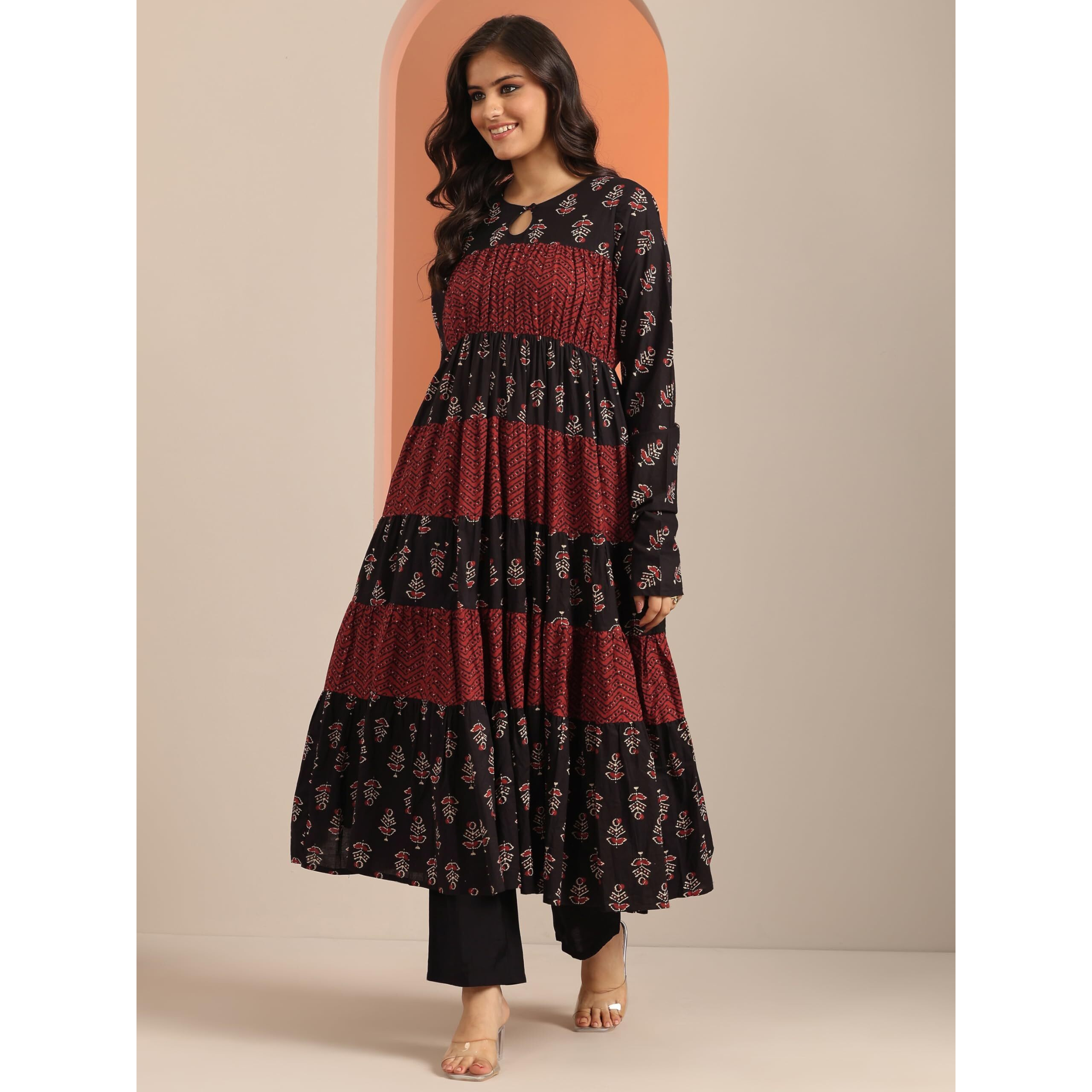 Libas Women's Cotton Kurta Set (400507_Black_S)