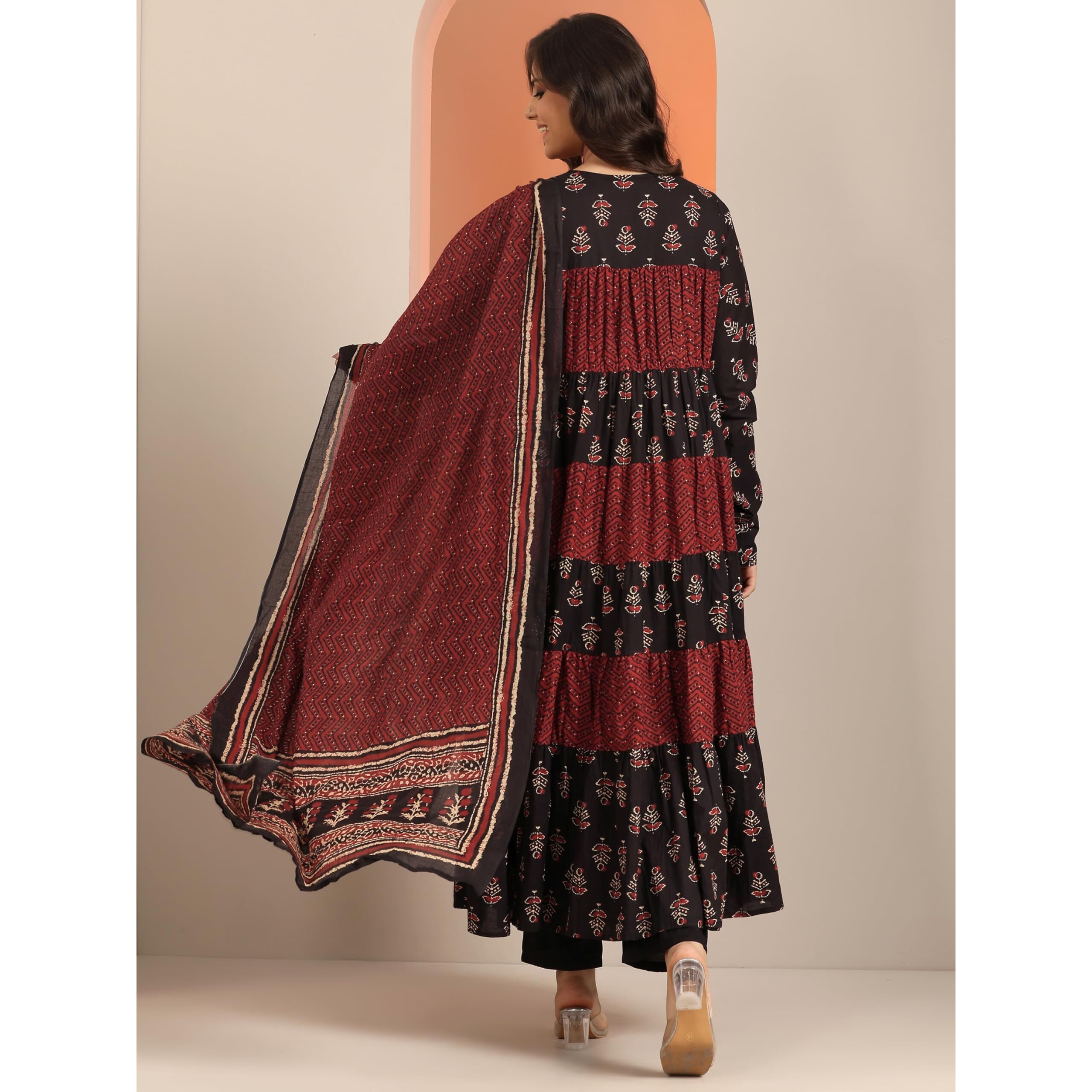 Libas Women's Cotton Kurta Set (400507_Black_S)