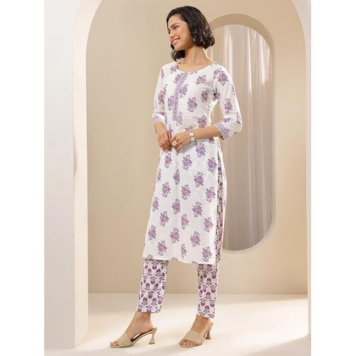 Libas Women's Cotton Kurta Sets (99567_Off White_L)