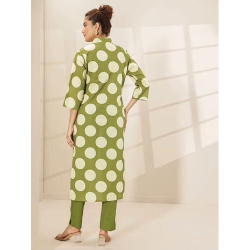Libas Women's Cotton Kurta Sets (99605_Green_S)