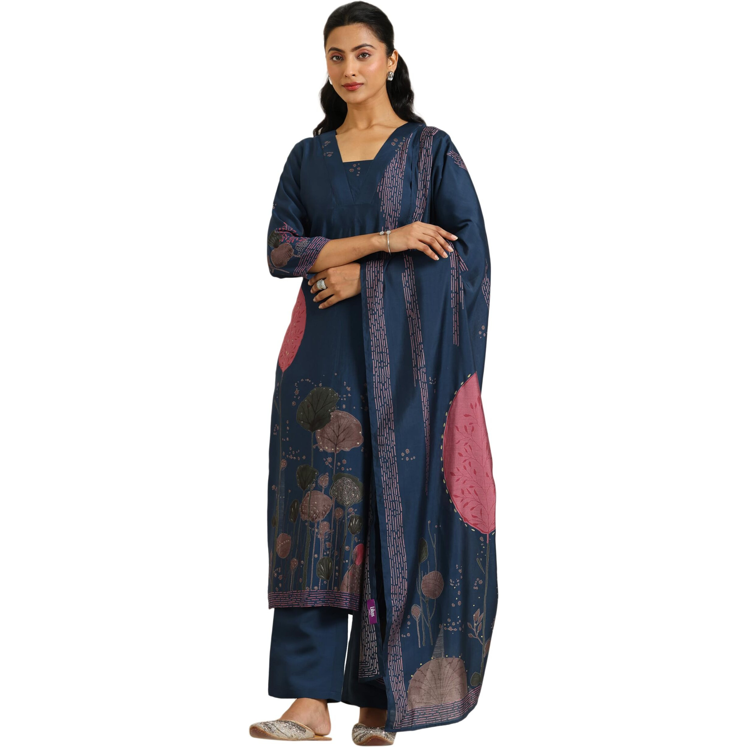 Libas Women's Silk Blend Kurta Sets (400598_Blue_S)