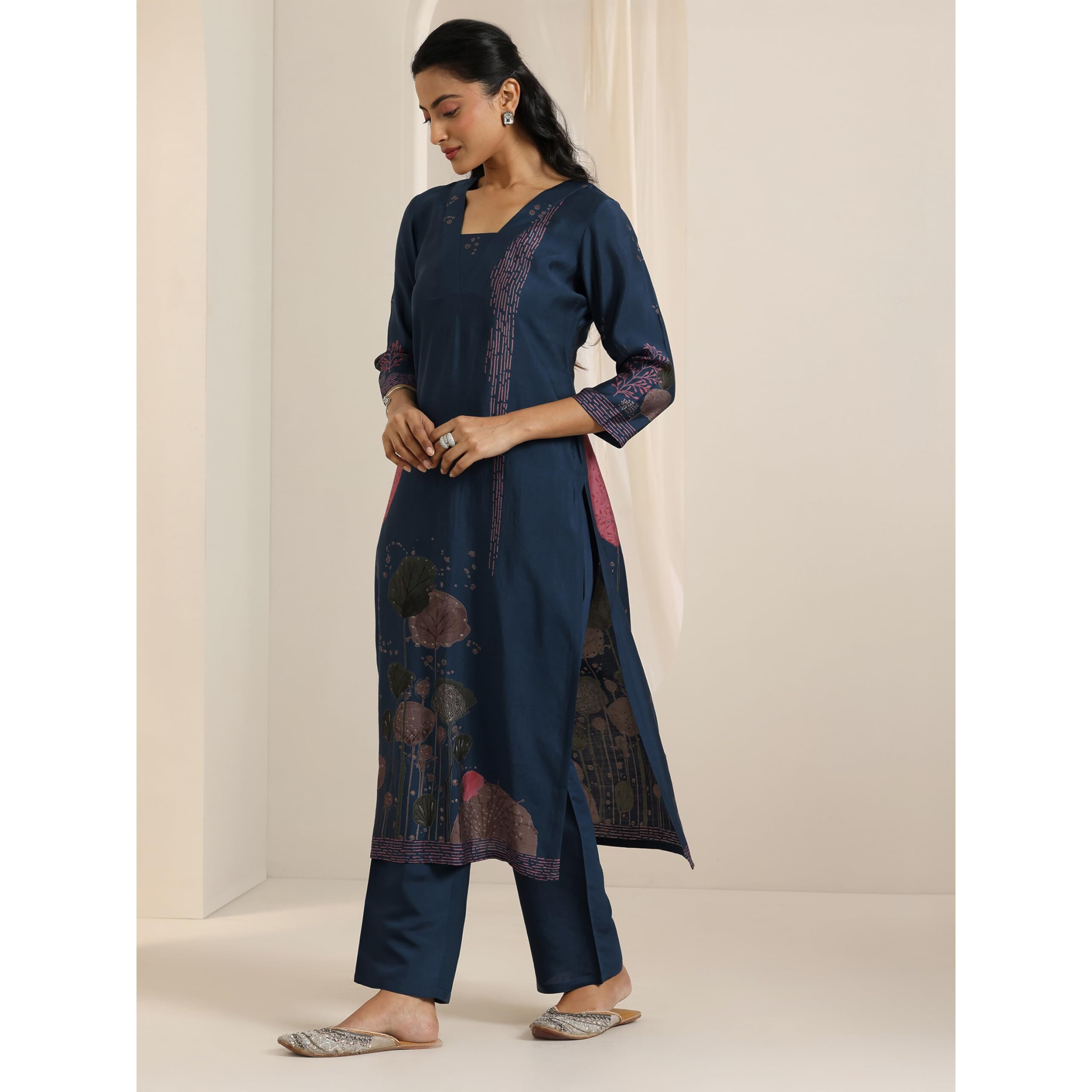 Libas Women's Silk Blend Kurta Sets (400598_Blue_S)
