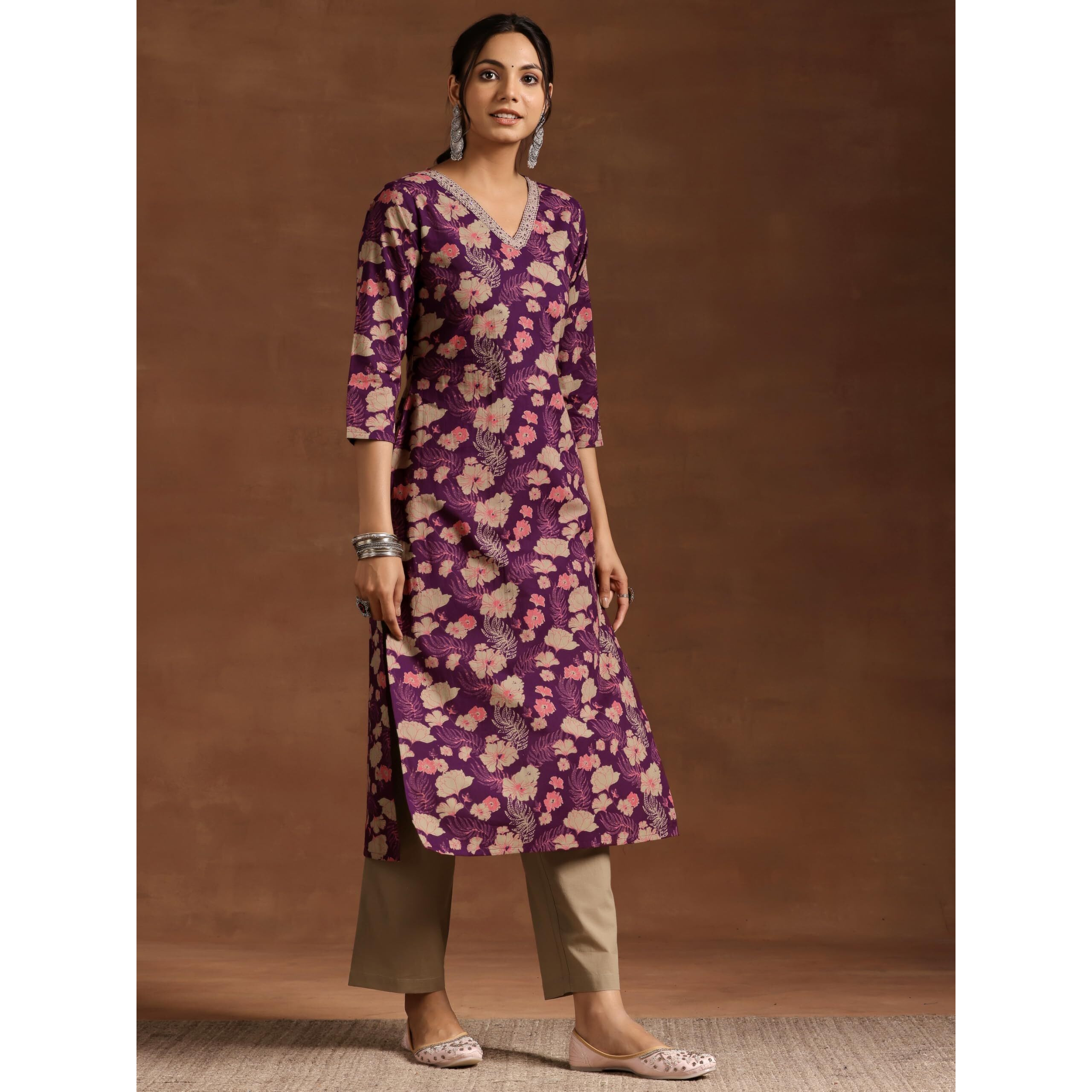 Libas Women Cotton Floral Kurta Sets (27810Hs, Multicolour, Small