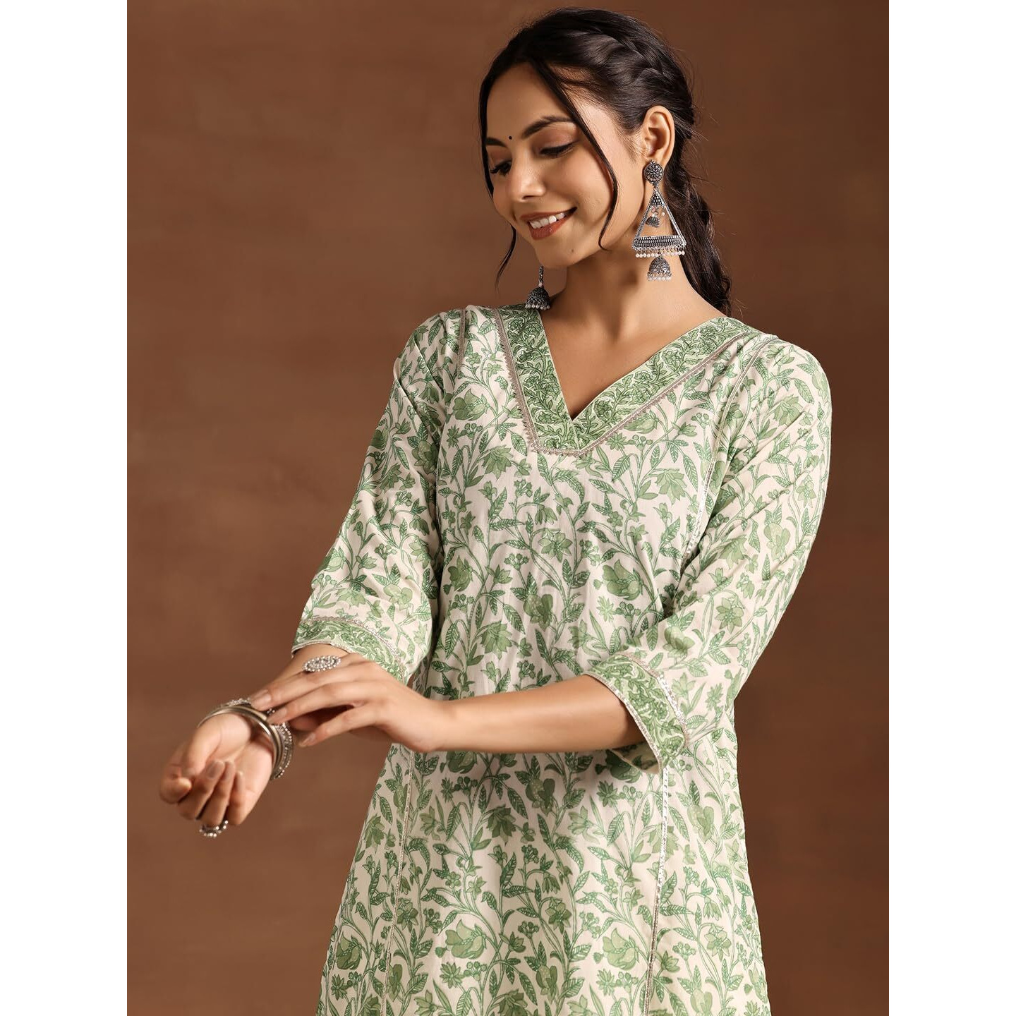 Libas Women's Cotton Printed Regular Kurta (290550H Green