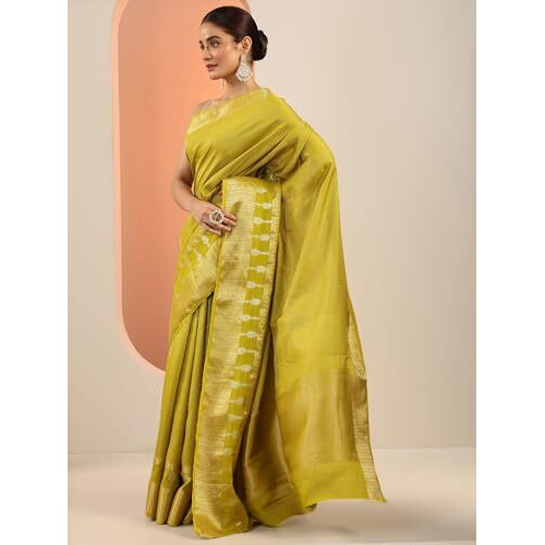 Libas Womens Woven Design Silk Blend Saree With Blouse Piece