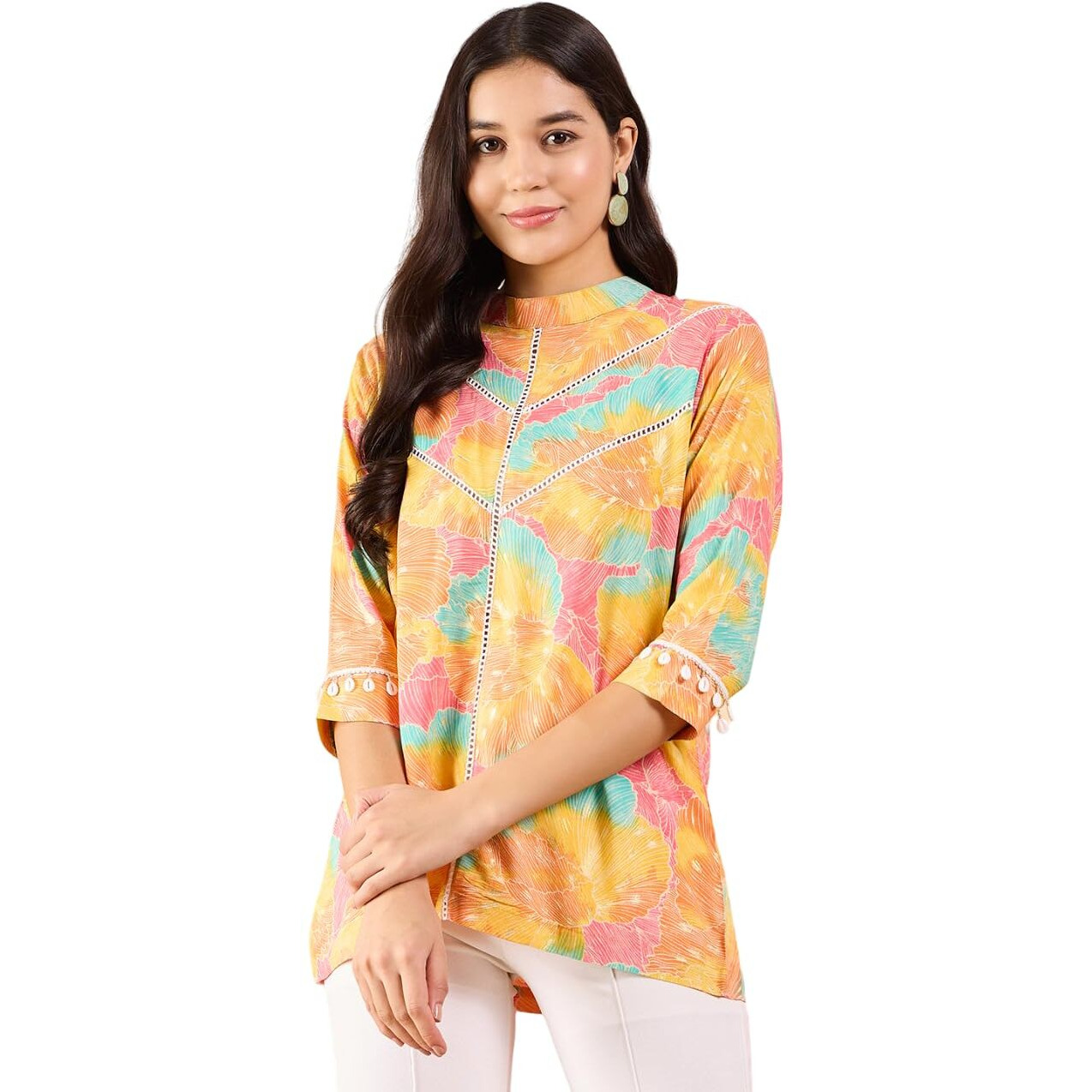 Modeve Women's Floral Regular Fit Shirt (Mod-3333-Multi-2Xl_Multicolour