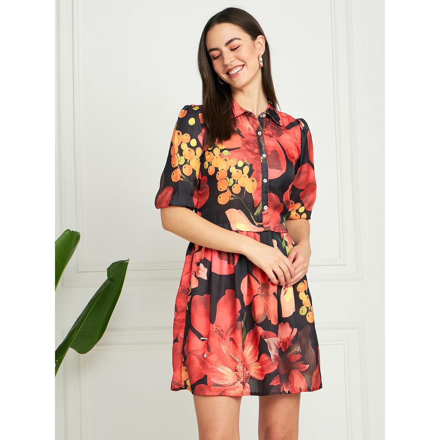 Modeve Women Multicolor Floral A-Line Dress