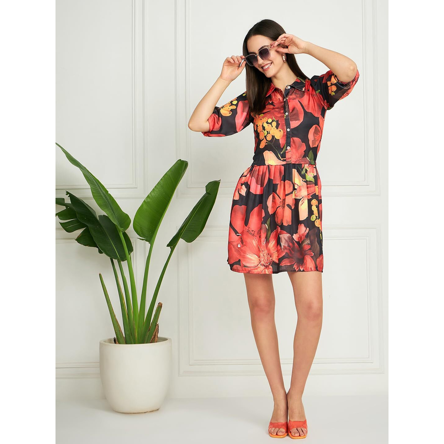 Modeve Women Multicolor Floral A-Line Dress